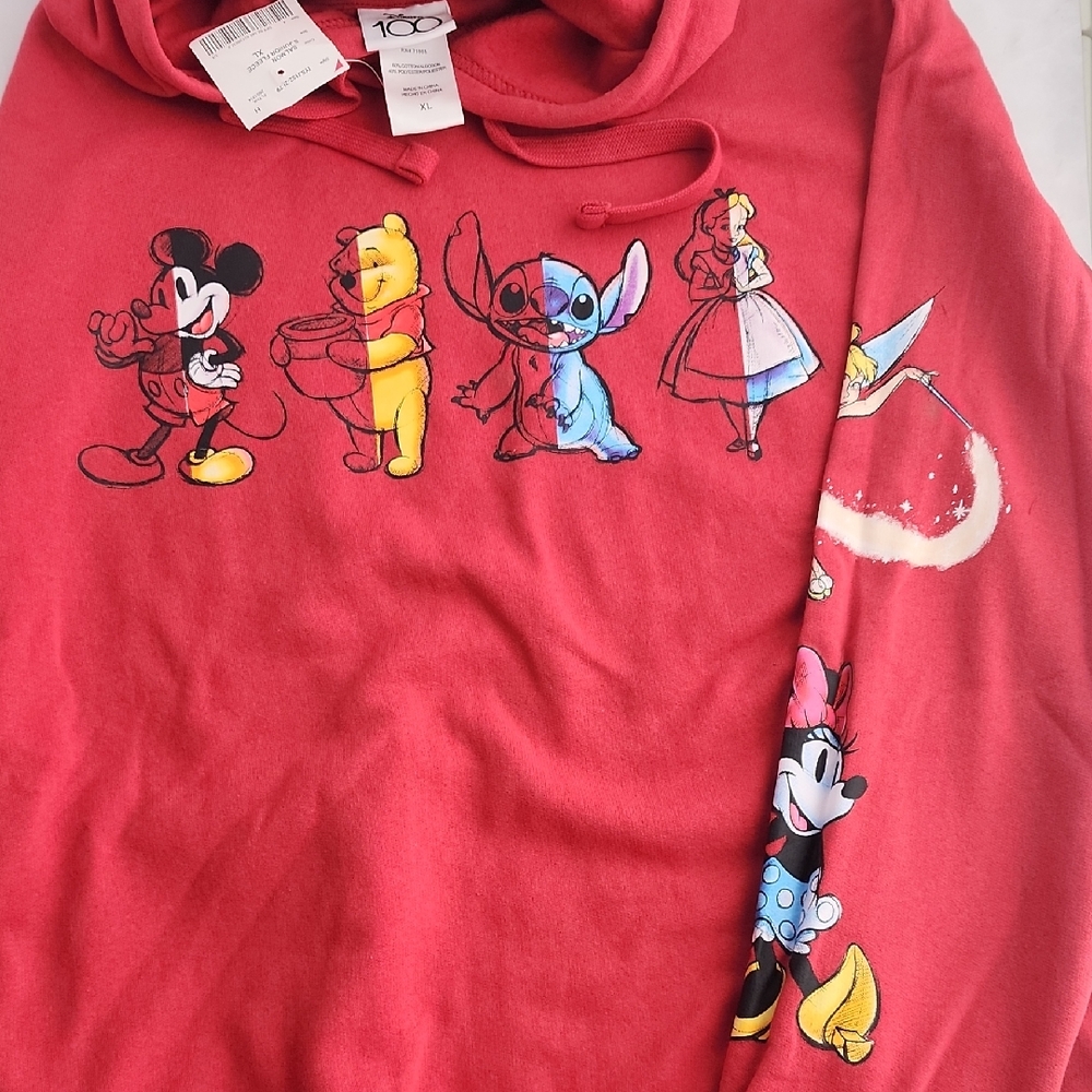 Size Xl Disney Kids Red Hoodie with Characters